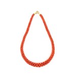 Mediterranean coral gold necklace