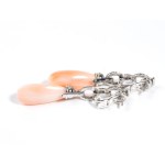 Pair of gold drop earrings with pink coral
