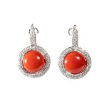 Aka coral diamond pair of gold earringgs