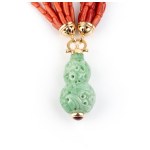 Mediterranean coral necklace with jadeite pendant