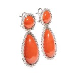 Cerasuolo coral diamond gold drop pair of earrings