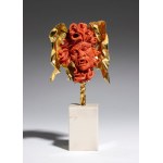 CARLO PARLATI, Important coral and gold sculpture depicting the head of Medusa 1980s