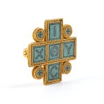 CASTELLANI, Gold and Micromosaic Greek Cross Brooch with the Early Christian ΙΧΘΥΣ Inscription Rome, circa 1860-1880