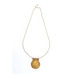 Gold necklace with an archaeological-style pendant