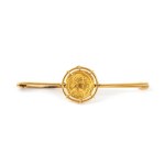 Gold brooch with a coin late 19th century