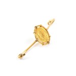 Gold brooch with a coin late 19th century