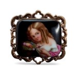 English Victorian gold brooch with porcelain miniature second half of the 19th century