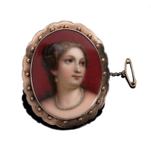 English Victorian brooch with miniature 19th century