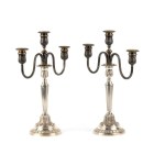 ILARIO PRADELLA, A pair of Italian solid silver candlesticks mid-20th Century