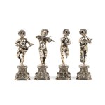 FASSI ARNO, Four Italian silver sculptures depicting putti first half of the 20th century