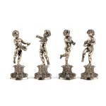FASSI ARNO, Four Italian silver sculptures depicting putti first half of the 20th century