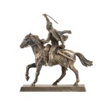 Italian solid silver sculpture depicting a horseman mid-20th Century