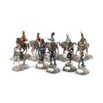 A group of ten Italian sculptures in silver and polychrome enamels second half of the 20th century