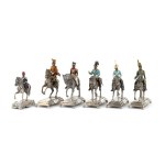 A group of ten Italian sculptures in silver and polychrome enamels second half of the 20th century
