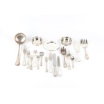 Ricci & C. S.p.A., italian solid silver cutlery service of 179 pieces and 12 bread plates second half of the 20th century