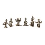 Set of 6 Italian solid silver place cards mid-20th Century
