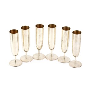 Set of 6 Italian solid silver flutes mid-20th Century