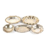 A group of of 5 italian solid silver baskets mid-20th Century
