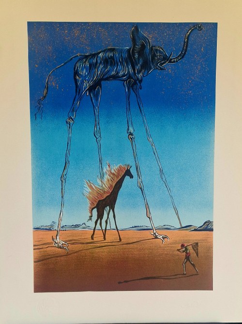 Salvador DALI (1904-1989), The Flaming Giraffe and the Space Elephant (Płonąca żyrafa i kosmiczny słoń) 1965