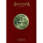 ARSANTIQUA - Auction III. London, 8 - November, 2002.coins and medald. Greek, roman coins…… pp 150, lots 519, tutti illustrati a colori nel testo, con ingrandimenti. Brossura ed. ottimo stato.