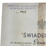 Second Polish Republic: Certificate of Completion of the 20th PPZK Reserve Officer Candidate Division Course, 1939
