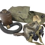 Model 32 gas mask with a short hose, carrying bag, and filter, 1938
