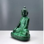 Seated Buddha - Large figurine - malachite glass - Curt Schlevogt - mid-20th century