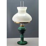 Malachite-glass kerosene lamp - Czechoslovakia, 1960s