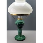 Malachite-glass kerosene lamp - Czechoslovakia, 1960s
