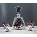 Karl Palda - Art Deco - crystal decanter with glasses - 1930s