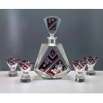 Karl Palda - Art Deco - crystal decanter with glasses - 1930s