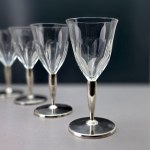 ART DECO - Moser - Crystal liqueur glasses on silver-plated stems - 1930s