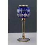 Moser - cobalt-blue crystal goblet decorated with gold - first half of the 20th century
