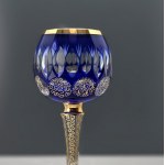 Moser - cobalt-blue crystal goblet decorated with gold - first half of the 20th century