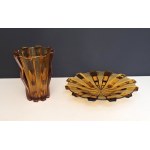 Art Deco - Amber Glass Set - designed by Rudolf Schrotter - Heřmanova huť - 1930s