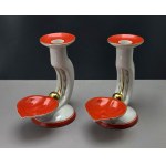 Ćmielów - Art Deco - Pair of porcelain oil lamps - 1930s [Rare]