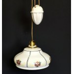 Counterweight pendant lamp with a hand-painted shade - 1930s