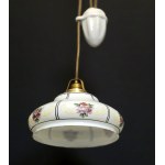 Counterweight pendant lamp with a hand-painted shade - 1930s