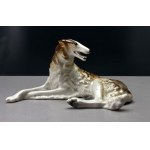 Collectible porcelain figurine of a Russian greyhound [borzoi]—from the Lomonossov factory—1960s