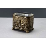 Antique jewelry box made of brass and cut glass—19th-century France