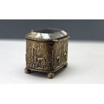 Antique jewelry box made of brass and cut glass—19th-century France