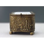 Antique jewelry box made of brass and cut glass—19th-century France