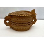 Large, hand-carved wooden salt container - [Folk Art]