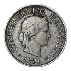 Switzerland, 5 rappen, 1891