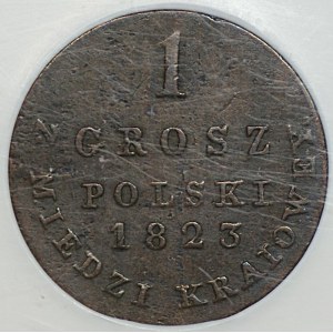 Kingdom of Poland, 1 grosz in domestic copper, 1823, PCG MS 63