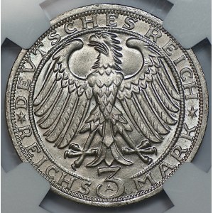 GERMANY, Weimar Republic, 3 marks, 1928 A, Berlin, Naumburg, NGC MS 65