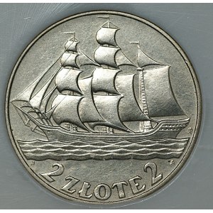 2 zlote 1936, Sailing Ship, PCG MS 67