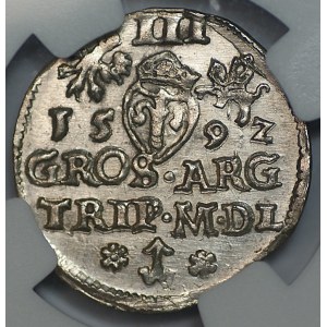 Zygmunt III Waza, Trojak 1592, Wilno - NGC MS 63
