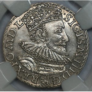 Sigismund III. Wasa, Trojak 1592, Malbork, NGC AU 58