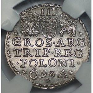Sigismund III. Wasa, Trojak 1592, Malbork, NGC AU 58